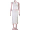 Elegant Halter Crop Top and Slim Midi Skirt