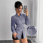 Women's Fashionable Shirt Blouse with Belt