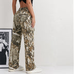 Women's Camouflage Cargo Pants with Side Pockets and Elastic Waistband