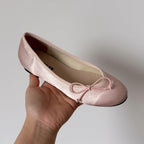Women's Ballet Flats with Bow Accent and Satin Finish