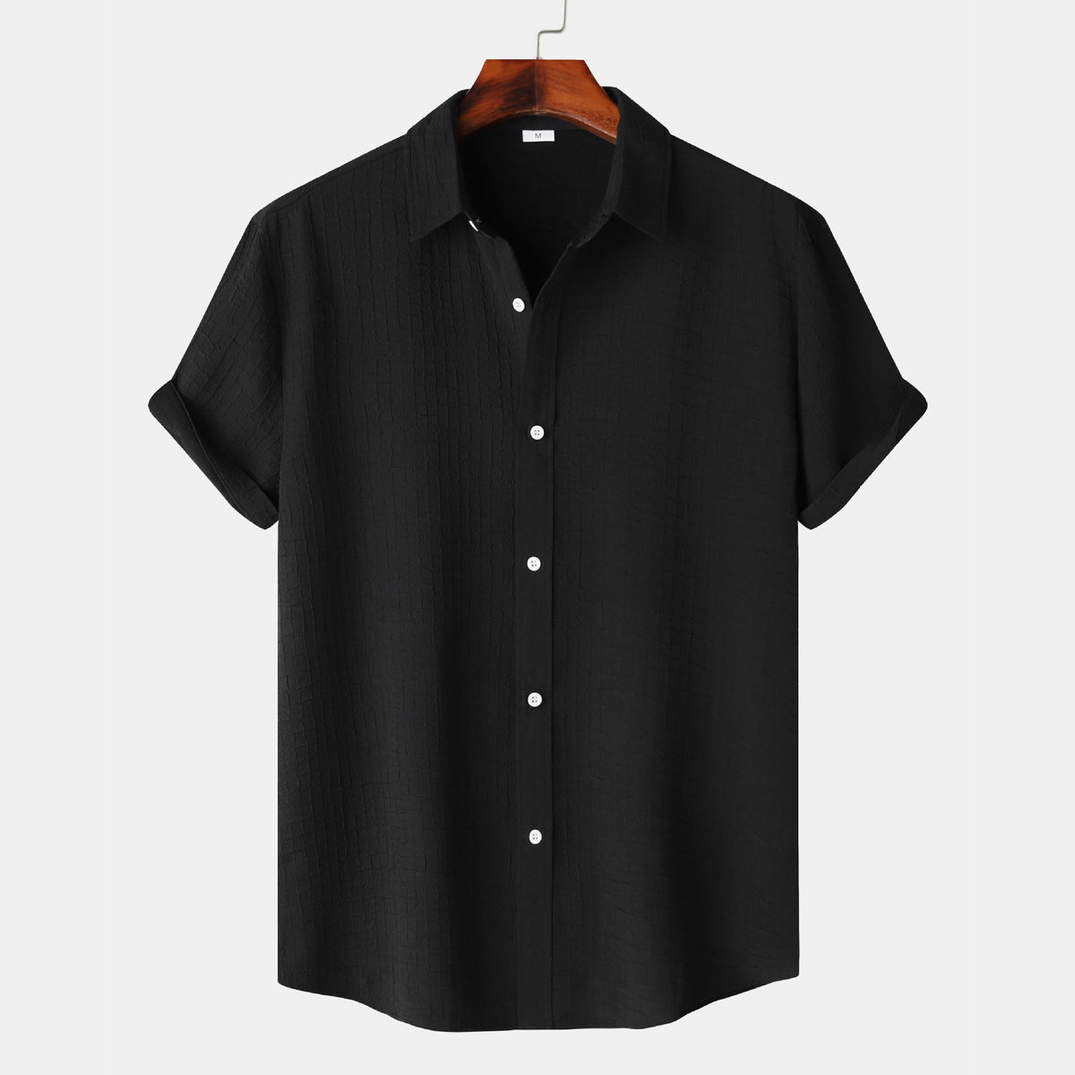 Women's Short-Sleeve Shirt with Textured Fabric and Loose Fit
