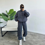 Women's Casual Two-Piece Set with Oversized Hoodie and Joggers