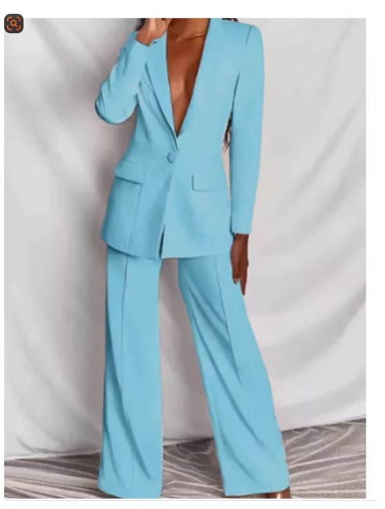 Longline Blazer and Palazzo Trousers Set