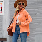 Women's Denim Jacket with Relaxed Fit and Frayed Details