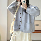 Women's Cozy Cardigan with Large Pockets and Button Detail