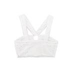 Women's Brocade Crop Top with Elegant Neckline and Embellished Straps