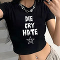 Women's Crop T-Shirt with Graphic Design and Statement Print