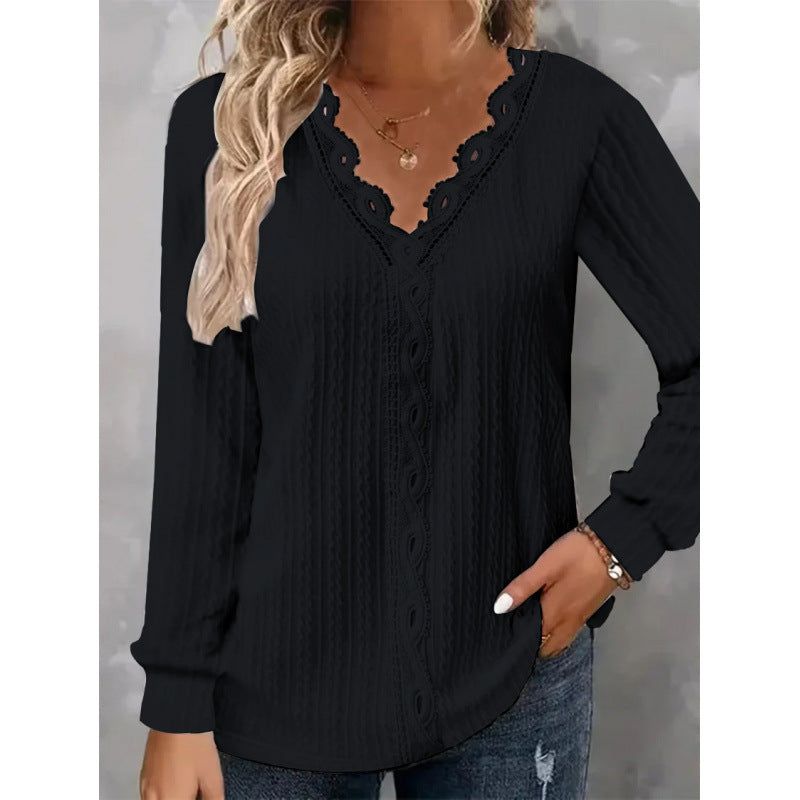 Women's Long-Sleeve Lace-Accent Blouse