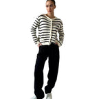 Striped Cardigan with Button Details