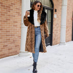 Elegant Faux Fur Coat with Wide Collar