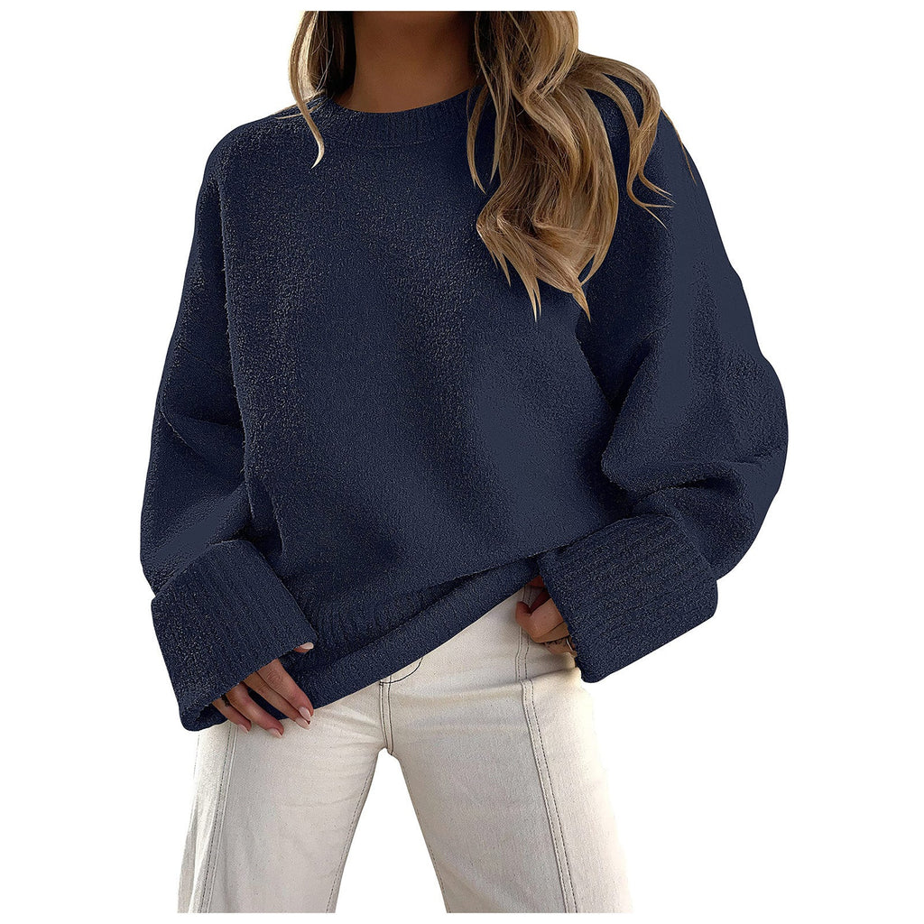 Women's Fluffy Oversized Pullover with Wide Cuffs