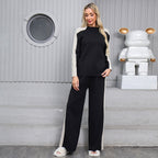 Women's Fashionable Leisure Loungewear Set with Modern Contrast Details