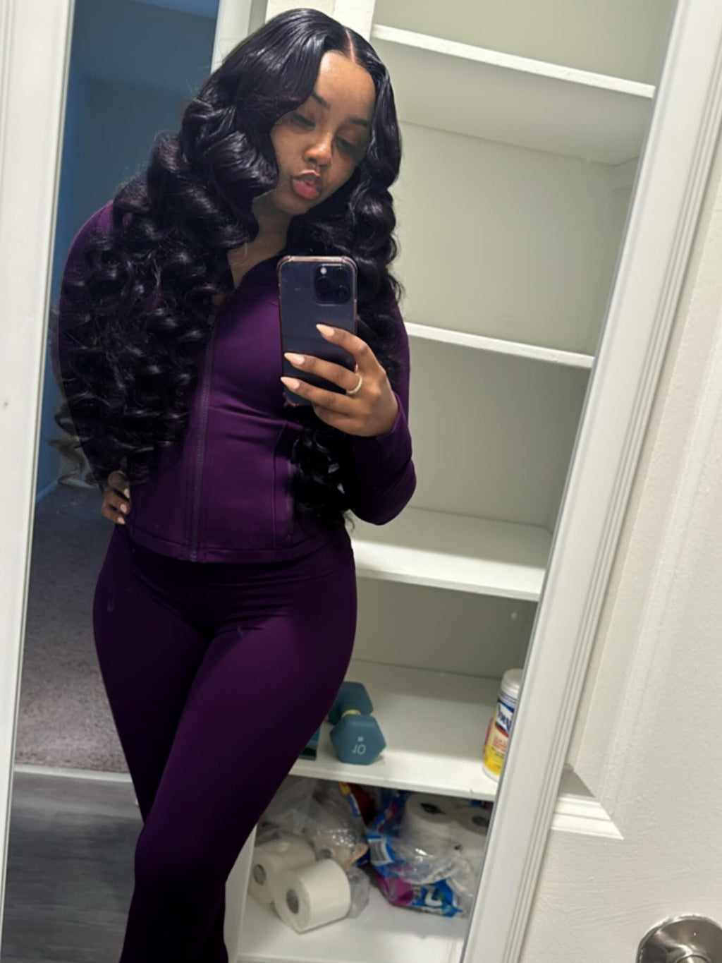 Figure-Hugging Tracksuit with Zipper and Flared Leg
