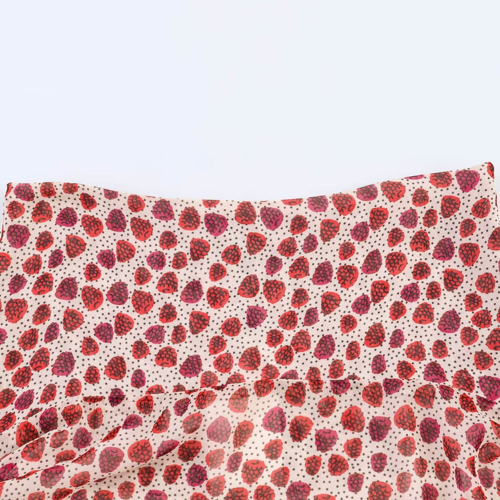 Women's Flowy Ruffle Skirt with Playful Polka Dot Design