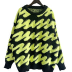 Women's Coarsely Textured Sweatshirt with Contrasting Patterns