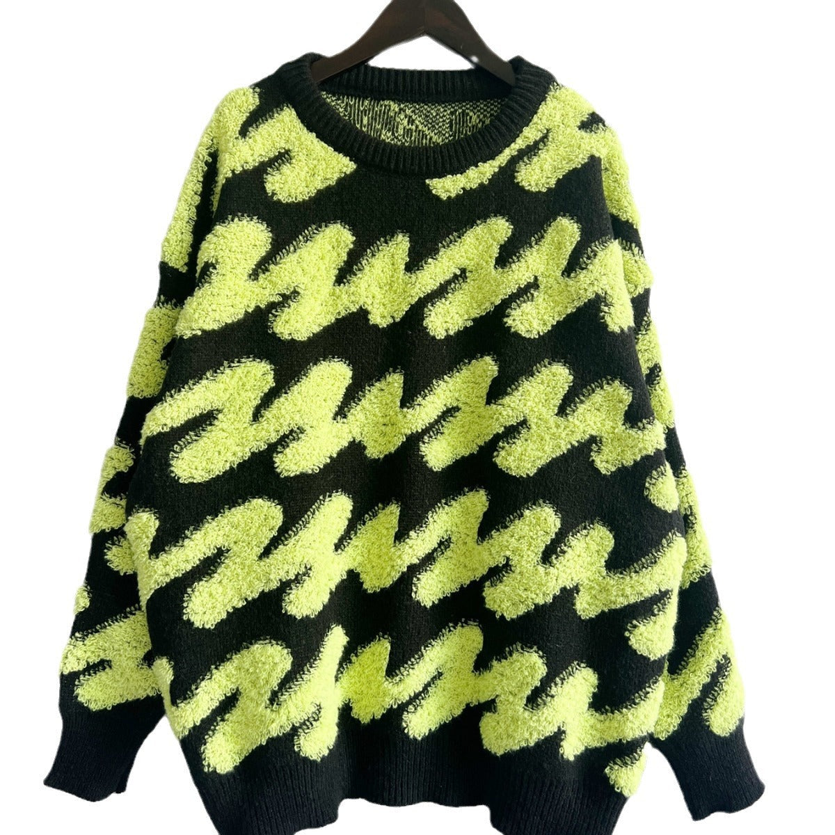 Women's Coarsely Textured Sweatshirt with Contrasting Patterns