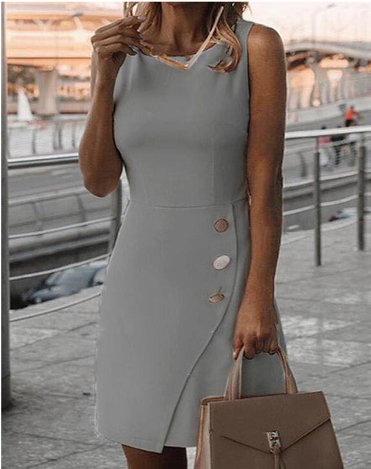 Elegant Sheath Dress with Button Detail