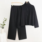 Women's Cozy Knit Loungewear Set with High Collar