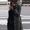 Women's Elegant High-Collar Coat with Practical Pockets