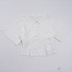 Women's Elegant Short-Sleeve Shirt with Lace Trim