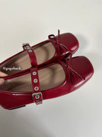 Women's Ballet Flats with Bow Accent and Adjustable Strap
