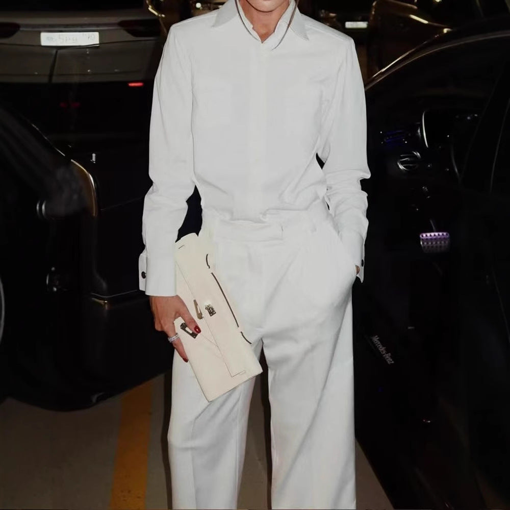 Elegant Wide-Leg Jumpsuit with Classic Collar