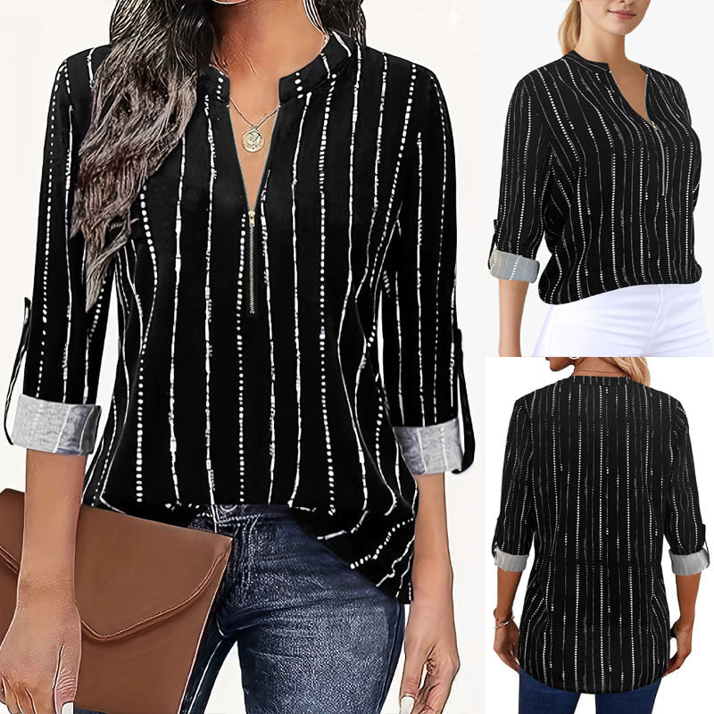 Women's Casual Blouse with Stylish Stripe Pattern