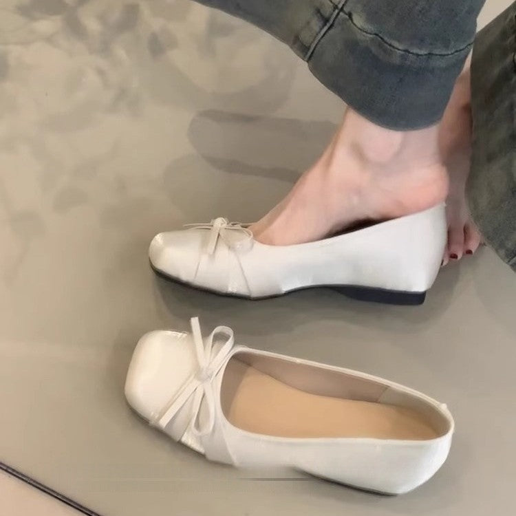Women's Ballet Flats with Bow Detail and Comfort Footbed
