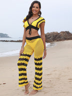 Women's Crochet Crop Top and Shorts Set