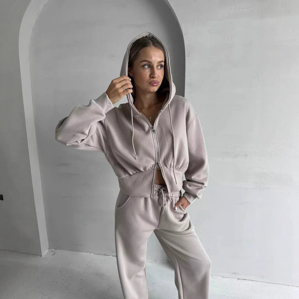 Cropped Zip-Up Hoodie