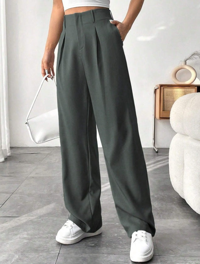 Elegant Wide-Leg Pleated Trousers