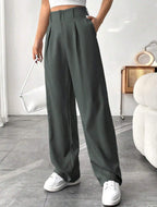 Elegant Wide-Leg Pleated Trousers