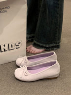 Women's Ballet Flats with Decorative Bow Detail and Fleece Outsole