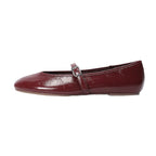 Women's Glossy Ballet Flats with Ankle Strap