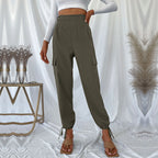 Women's Cargo Pants with Adjustable Waist and Side Pockets