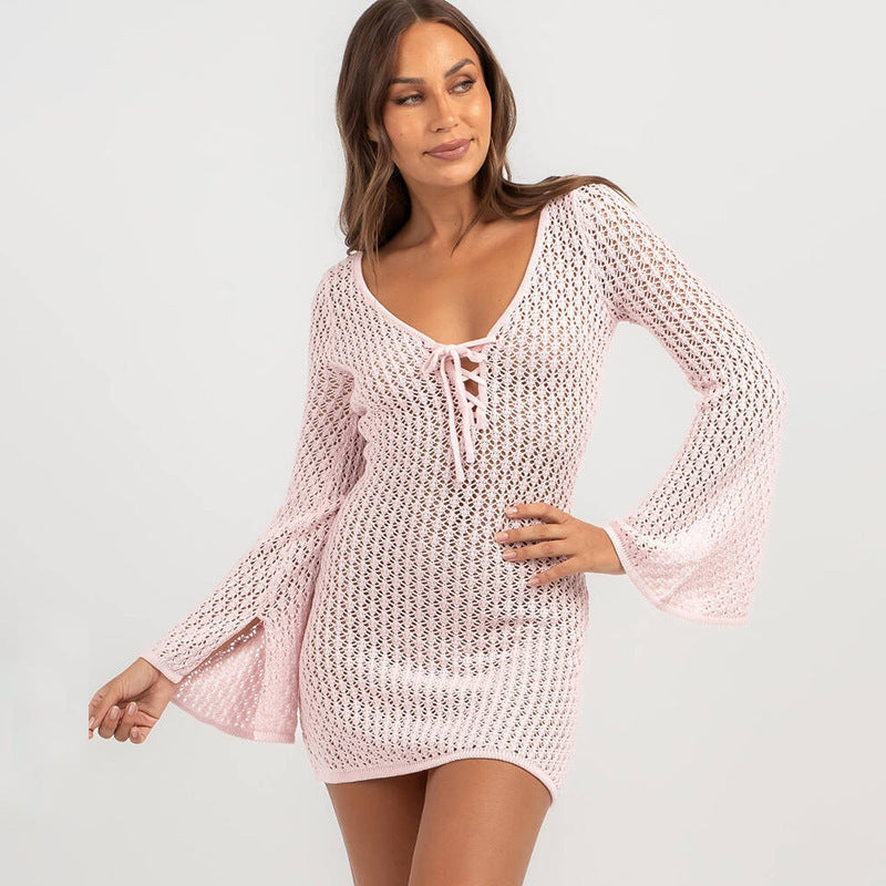 Women's Airy Crochet Maxi Coat