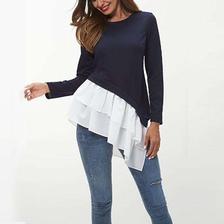 Women's Asymmetrical Sweatshirt with Ruffled Hem
