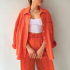Women's Casual Two-Piece Set in Textured Lightweight Fabric