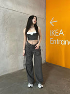 Women's Cargo Pants with Stylish Side Pockets and Adjustable Drawstrings