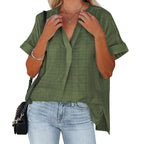 Women's Casual Blouse with Rolled Sleeves