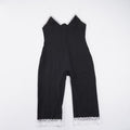 Women's Jumpsuit with Lace Trim and Plunging Neckline