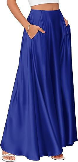 Women's Maxi Skirt with Elegant Pleats and Practical Pockets