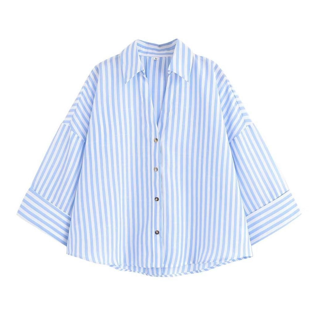 Women's Shirt Blouse with Casual Cut and Elegant 3/4 Sleeves