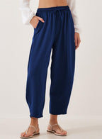 Women's Comfortable Lightweight Casual Pants with Elastic Waist and Side Pockets