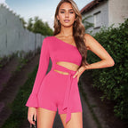 Women's Asymmetrical Jumpsuit with Cut-Out and Belt