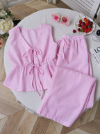 Women's Relaxed Two-Piece Set with Adjustable Ties