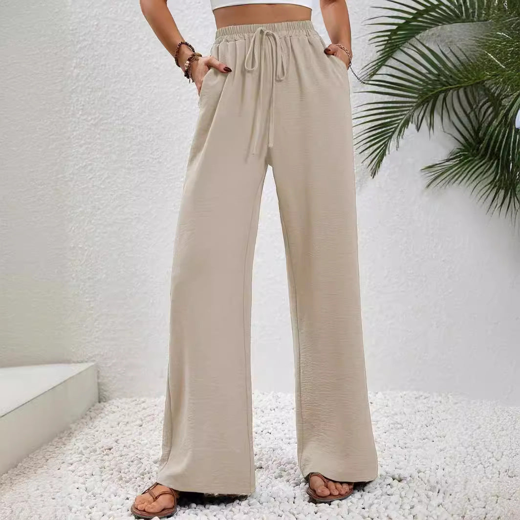 Women's Comfortable Lightweight Palazzo Pants with Elastic Waist and Pockets