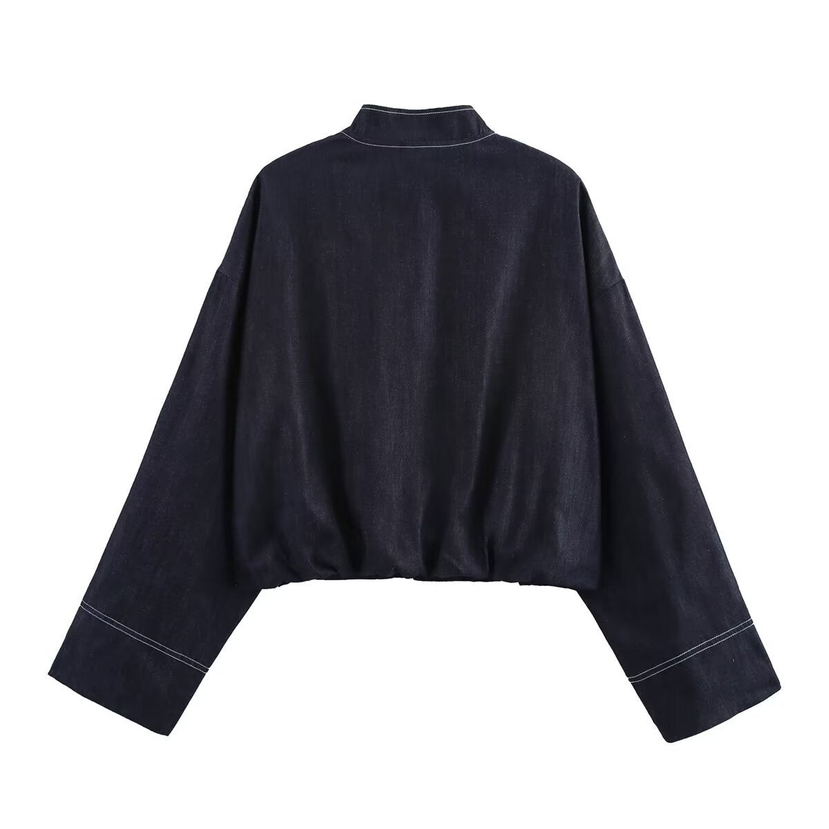 Women's Cropped Denim Jacket in Casual Blouson Style