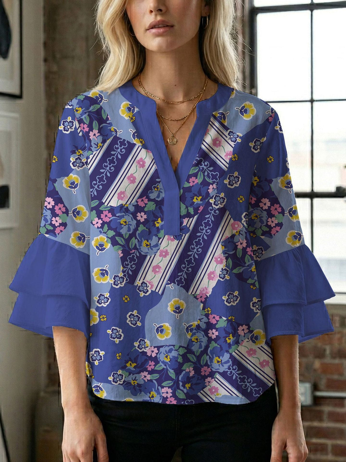 Women's Blouse with Beautiful Floral Design