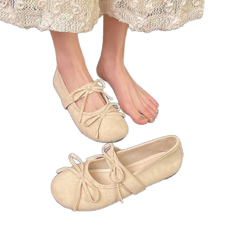 Women's Ballet Flats with Elegant Bow Detail and Cushioned Insole